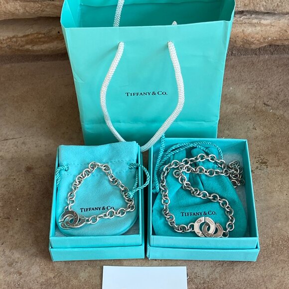 Authentic TIFFANY and CO 1837 Bracelet & Necklace Set Interlocking Circle Clasp - Picture 8 of 11